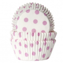  HoM Baking cups Polkadot white/baby pink - pk/50